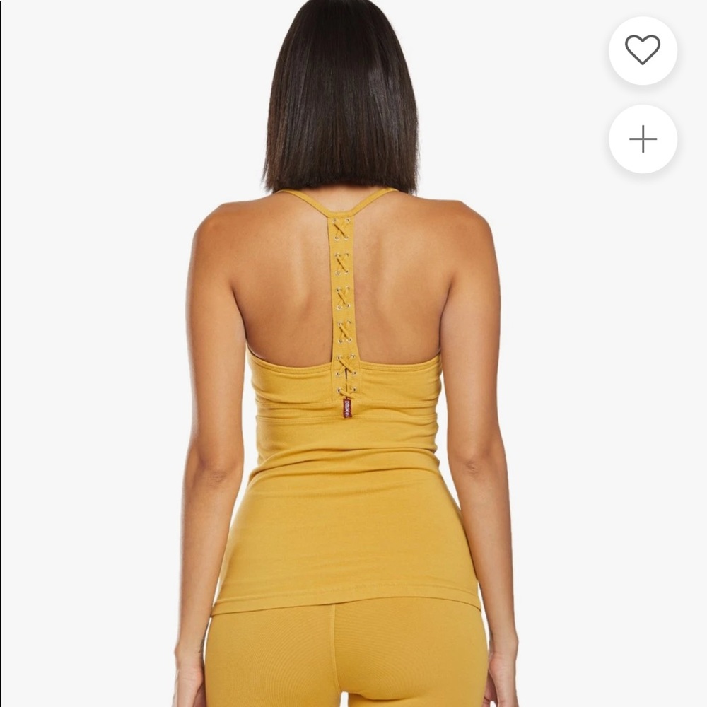 Hard Tail Back Laced Halter Support Tank Top